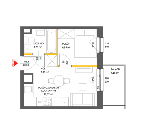 Plan 2 pok. 26m²