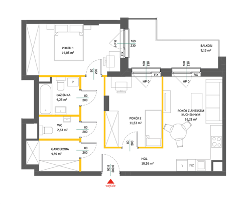 Plan 3 pok. 64m²