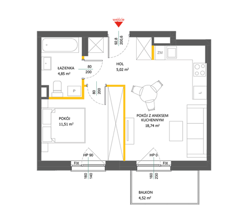 Plan 2 pok. 40m²