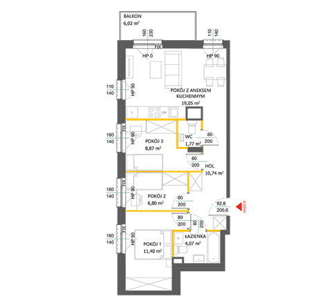 Plan 4 pok. 63m²