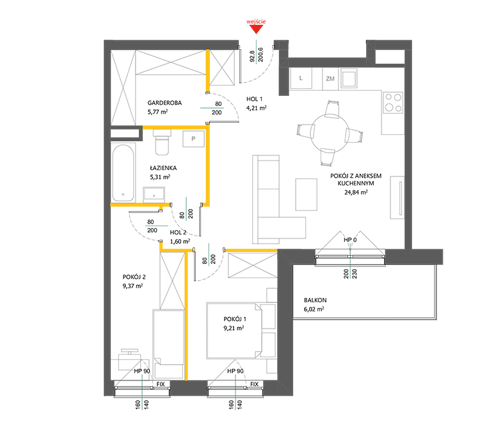 Plan 3 pok. 60m²