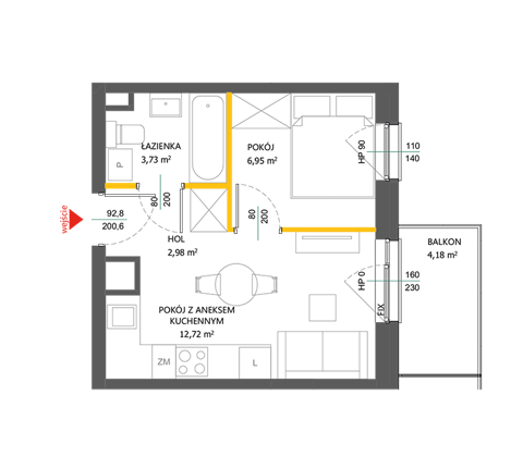 Plan 2 pok. 26m²