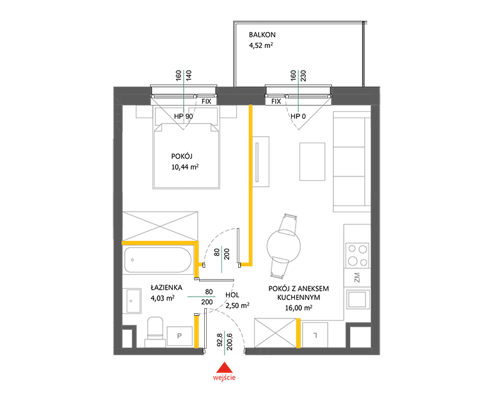 Plan 2 pok. 33m²
