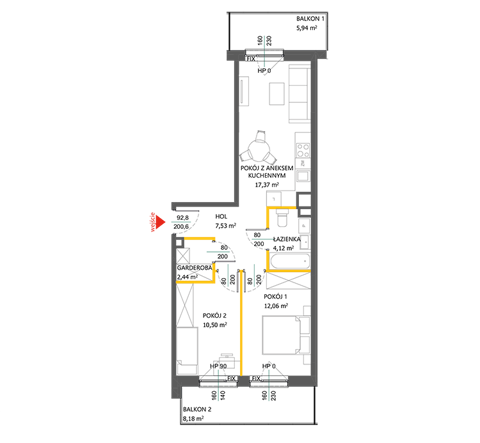 Plan 3 pok. 54m²