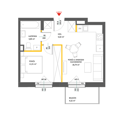 Plan 2 pok. 40m²