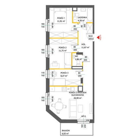 Plan 4 pok. 71m²