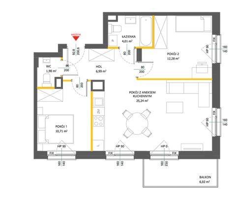 Plan 3 pok. 61m²