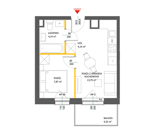 Plan 2 pok. 30m²