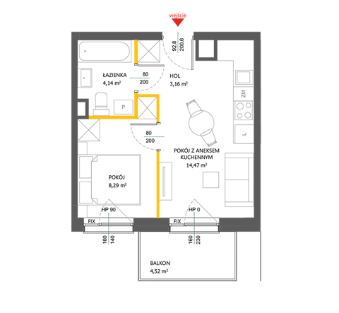 Plan 2 pok. 30m²