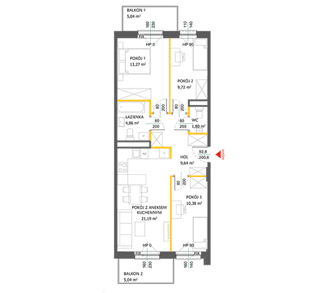 Plan 4 pok. 71m²