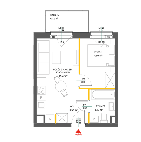 Plan 2 pok. 32m²