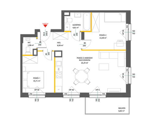 Plan 3 pok. 61m²