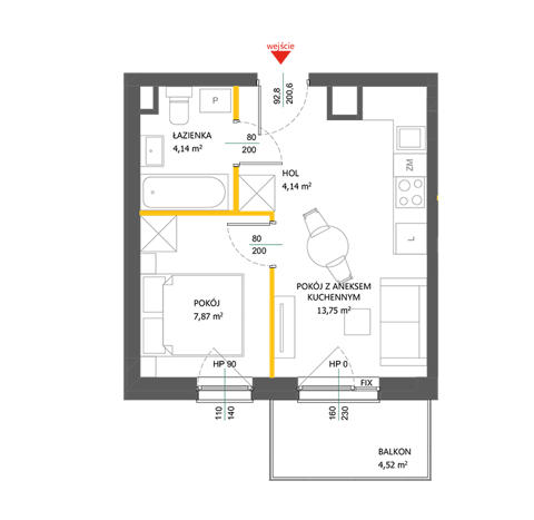 Plan 2 pok. 30m²