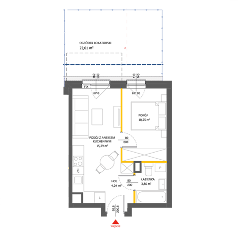 Plan 2 pok. 34m²