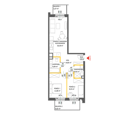 Plan 3 pok. 54m²