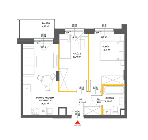 Plan 3 pok. 50m²