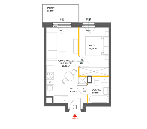 Plan 2 pok. 34m²