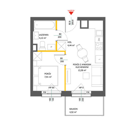 Plan 2 pok. 30m²