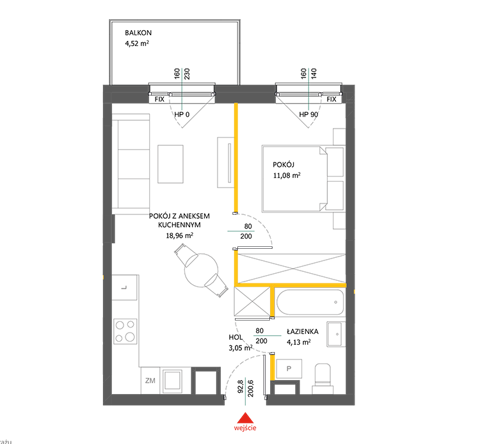 Plan 2 pok. 37m²