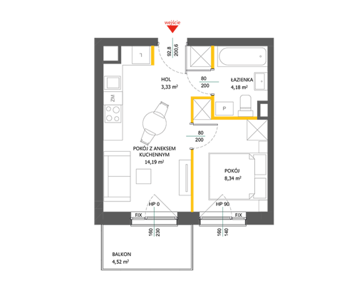 Plan 2 pok. 30m²