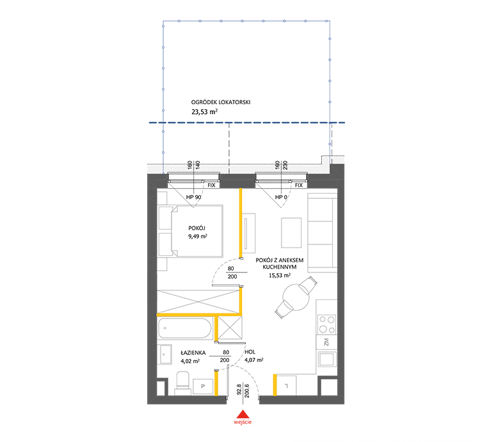 Plan 2 pok. 33m²