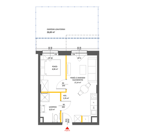 Plan 2 pok. 35m²