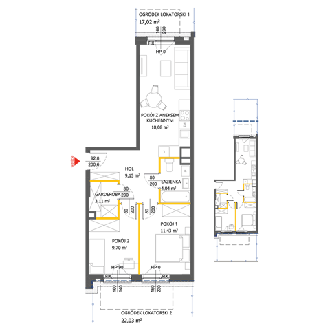 Plan 3 pok. 56m²