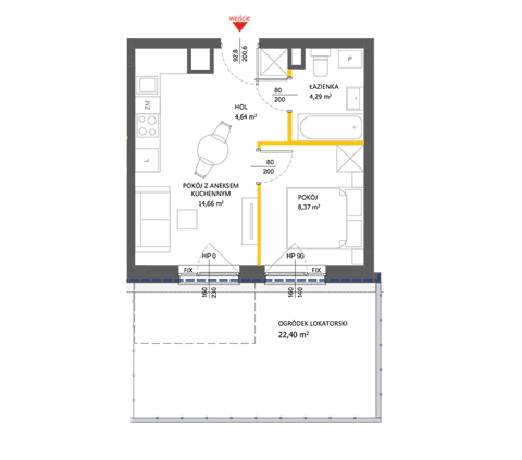 Plan 2 pok. 32m²