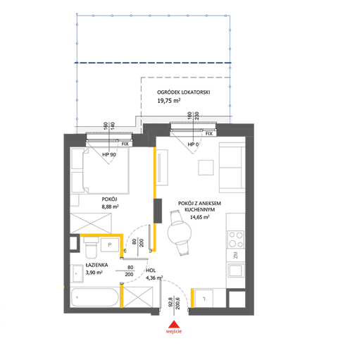 Plan 2 pok. 32m²