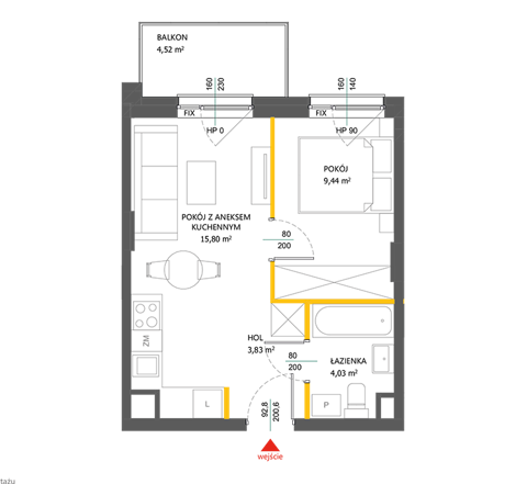 Plan 2 pok. 33m²