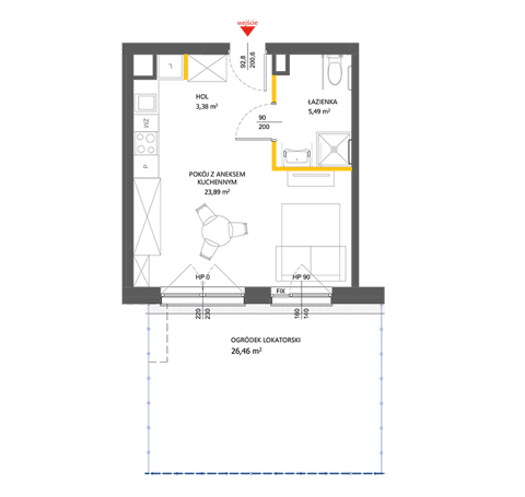 Plan 1 pok. 33m²