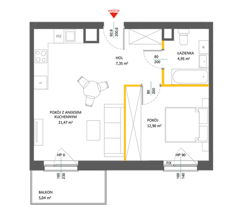 Plan 2 pok. 47m²