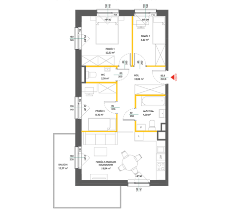 Plan 4 pok. 66m²