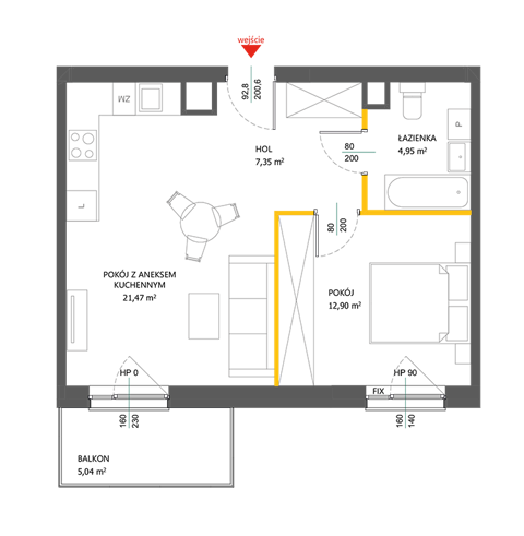 Plan 2 pok. 47m²