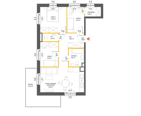 Plan 4 pok. 69m²