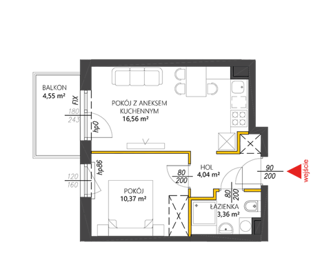 Plan 2 pok. 34m²