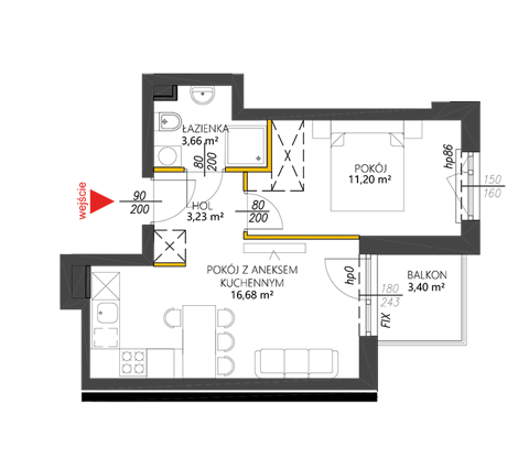 Plan 2 pok. 35m²