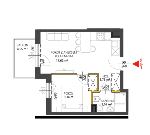 Plan 2 pok. 34m²