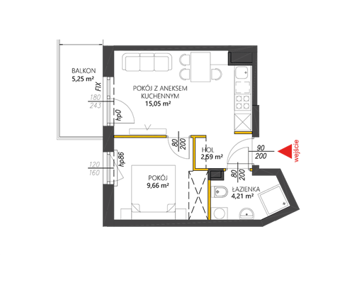 Plan 2 pok. 32m²