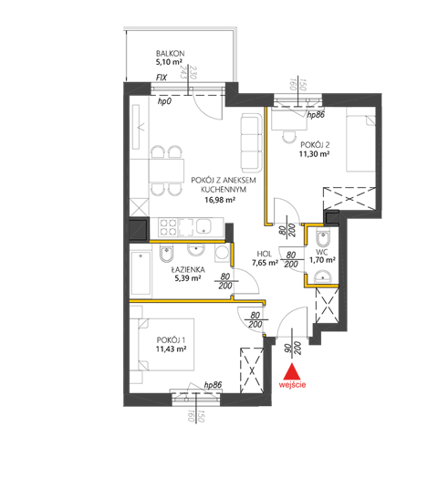 Plan 3 pok. 54m²