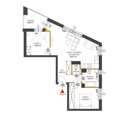 Plan 3 pok. 62m²