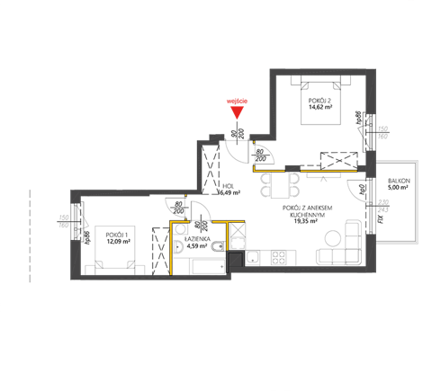 Plan 3 pok. 57m²