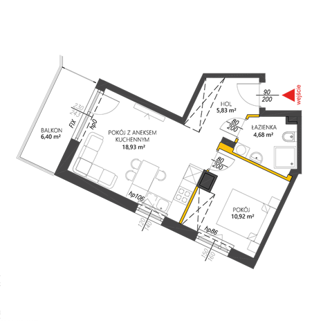 Plan 2 pok. 40m²