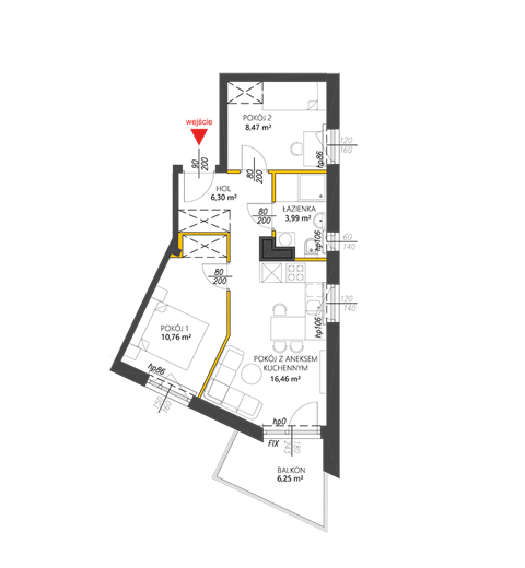 Plan 3 pok. 46m²