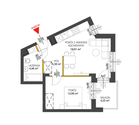 Plan 2 pok. 40m²