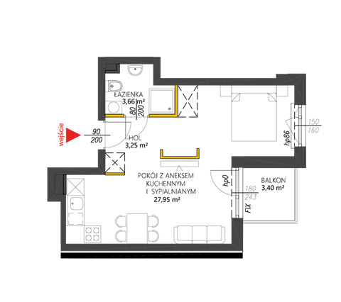 Plan 1 pok. 35m²