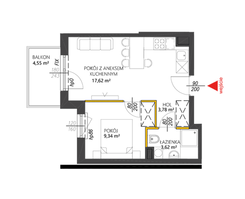 Plan 2 pok. 34m²