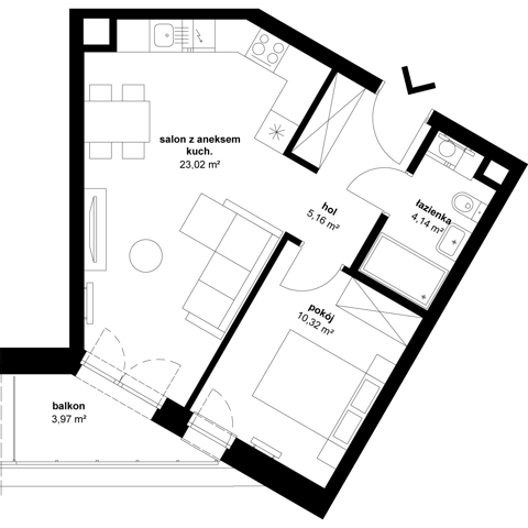 Plan 2 pok. 43m²