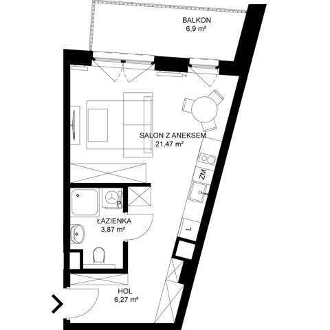 Plan 1 pok. 32m²
