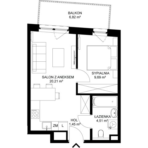 Plan 2 pok. 36m²